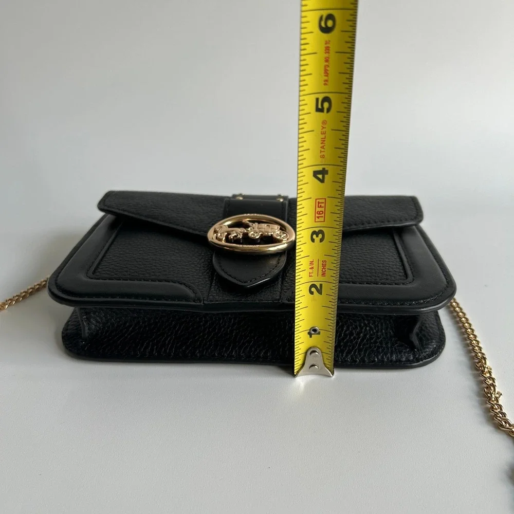 Coach Georgie Crossbody With Rivets Black Pebble Leather Bag 6925